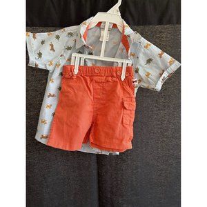 Boy Set Shirt Animals Multicol Button-Down Cotton Short Sleeves (SET 2 ) 24M